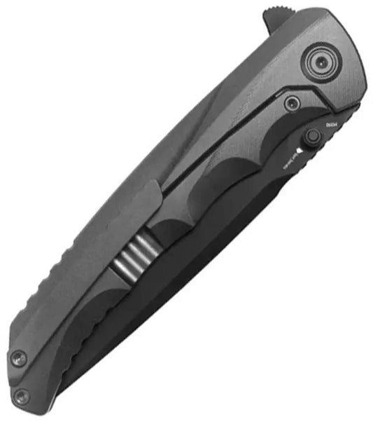 Kubey Zazoo Framelock DLC Ti KB389C - Bohler M390 Black DLC Blade, Titanium Handle, Extended Tang EDC Knife by Kubey