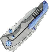 Kubey Steeltle Framelock Knife - Bohler M390 Blade With Gray Titanium Handle Pocket Clip And Blue Accents by Kubey