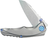 Kubey Steeltle Framelock Knife - Bohler M390 Blade With Gray Titanium Handle Pocket Clip And Blue Accents by Kubey