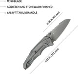 Kubey Steeltle Framelock DSW Ti KB390B - Titanium Handle With Bohler M390 Blade And Thumb Stud by Kubey