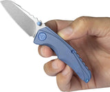 Kubey Steeltle Framelock Blue Ti KB390C - Bohler M390 Stonewashed Sheepsfoot Blade by Kubey