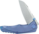 Kubey Steeltle Framelock Blue Ti KB390C - Bohler M390 Stonewashed Sheepsfoot Blade by Kubey