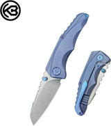 Kubey Steeltle Framelock Blue Ti KB390C - Bohler M390 Stonewashed Sheepsfoot Blade by Kubey