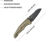Kubey Steeltle Framelock Bronze Ti KB390D - Bohler M390 Blade With Bronze Stonewash Titanium Handle, Compact EDC Knife by Kubey