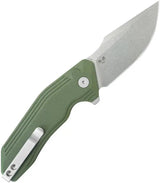 Kubey Basilisk Button Lock Knife - OD Green G10 Handle And 14C28N Stainless Steel Blade by Kubey