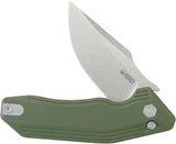Kubey Basilisk Button Lock Knife - OD Green G10 Handle And 14C28N Stainless Steel Blade by Kubey