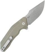 Kubey Basilisk Button Lock Knife - Tan G10 Handle, 14C28N Sandvik Stainless Blade by Kubey