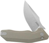 Kubey Basilisk Button Lock Knife - Tan G10 Handle, 14C28N Sandvik Stainless Blade by Kubey