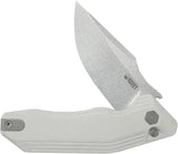 Kubey Basilisk Button Lock Knife - Ivory G10 Handle, 14C28N Sandvik Stainless Blade, Pocket Clip by Kubey