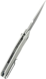 Kubey Basilisk Button Lock Knife - Ivory G10 Handle, 14C28N Sandvik Stainless Blade, Pocket Clip by Kubey