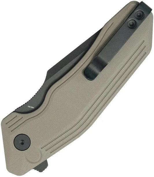 Kubey Yokai Button Lock Tan KU392C - Premium Tan G10 Handle Knife With Extended Tang And Pocket Clip by Kubey