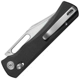 Kubey TBO Crossbar Lock - Satin 14C28N Blade, Black G10 Handle, Thumb Pull Pocket Clip by Kubey