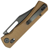 Kubey TBO Crossbar Lock Knife - Tan Micarta Handle With Sandvik 14C28N Blade And Pocket Clip by Kubey