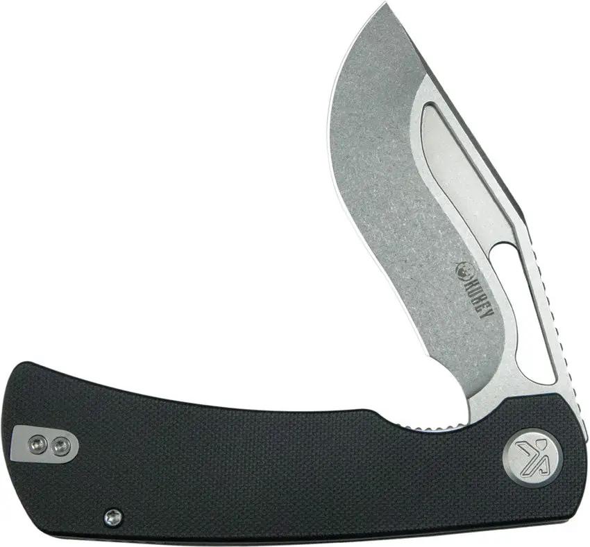 Kubey Gurkha Linerlock Black KU397A - 3.5 Inch Sandvik 14C28N Kukri Blade, Black G10 Handle, Pocket Clip by Kubey