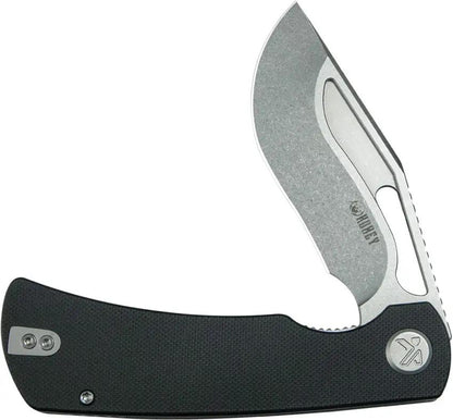 Kubey Gurkha Linerlock Black KU397A - 3.5 Inch Sandvik 14C28N Kukri Blade, Black G10 Handle, Pocket Clip by Kubey