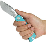 Kubey Gurkha Linerlock Tiff Blue KU397B - Tiffany Blue G10 Handle And 14C28N Sandvik Stainless Kukri Blade by Kubey