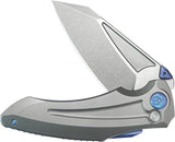 Kubey Sumo Button Lock SW Ti KB400A - CPM 20CV Stainless Blade With Titanium Stonewash Handle And Blue Accents by Kubey