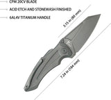 Kubey Sumo Button Lock Knife BSW Ti KB400B - CPM-20CV Blade With Titanium Handle And Black Stonewash by Kubey