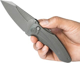 Kubey Sumo Button Lock Knife BSW Ti KB400B - CPM-20CV Blade With Titanium Handle And Black Stonewash by Kubey