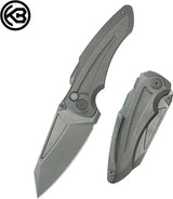 Kubey Sumo Button Lock Knife BSW Ti KB400B - CPM-20CV Blade With Titanium Handle And Black Stonewash by Kubey