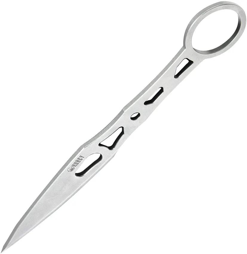 Kubey Kunai KU401 Fixed Blade - 3.25 Inch 14C28N Stainless Blade Skeletonized Handle Finger Ring Kydex Sheath by Kubey