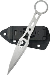 Kubey Kunai KU401 Fixed Blade - 3.25 Inch 14C28N Stainless Blade Skeletonized Handle Finger Ring Kydex Sheath by Kubey