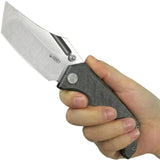 Kubey Hamster Framelock Flame Ti KU402C - Flame Textured Titanium Handle With Satin 14C28N Clip Point Blade by Kubey