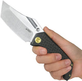 Kubey Hamster Framelock BW Ti KU402D - Satin Clip Point Blade With BlackWash Titanium Handle by Kubey