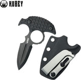 Kubey Cavy Push Dagger - Black Stonewash 14C28N Sandvik Stainless Spear Point With G10 Handle And Kydex Sheath by Kubey