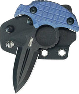 Kubey Cavy Push Dagger - Blue G10 Handle With Finger Ring Full Tang 14C28N Sandvik Steel Kydex Sheath by Kubey