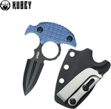 Kubey Cavy Push Dagger - Blue G10 Handle With Finger Ring Full Tang 14C28N Sandvik Steel Kydex Sheath by Kubey