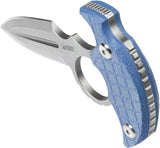 Kubey Cavy Push Dagger - Blue G10 Handle With 14C28N Sandvik Stainless Double Edge Blade Finger Ring by Kubey