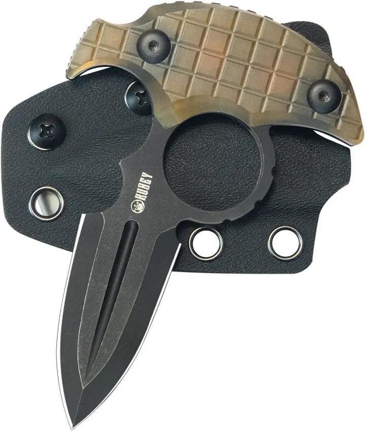 Kubey Cavy Push Dagger Ultem BSW KU403E - 2.25in 14C28N Sandvik Spear Point Double Edge Blade, Full Tang by Kubey
