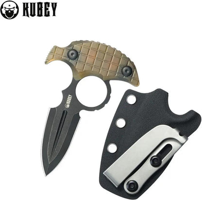 Kubey Cavy Push Dagger Ultem BSW KU403E - 2.25in 14C28N Sandvik Spear Point Double Edge Blade, Full Tang by Kubey