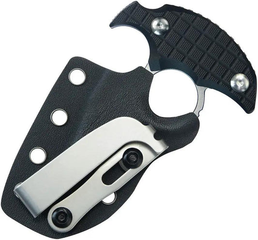 Kubey Stheno Push Dagger - Stonewash 14C28N Blade With Black G10 Handle Full Tang Finger Ring Kydex Sheath by Kubey