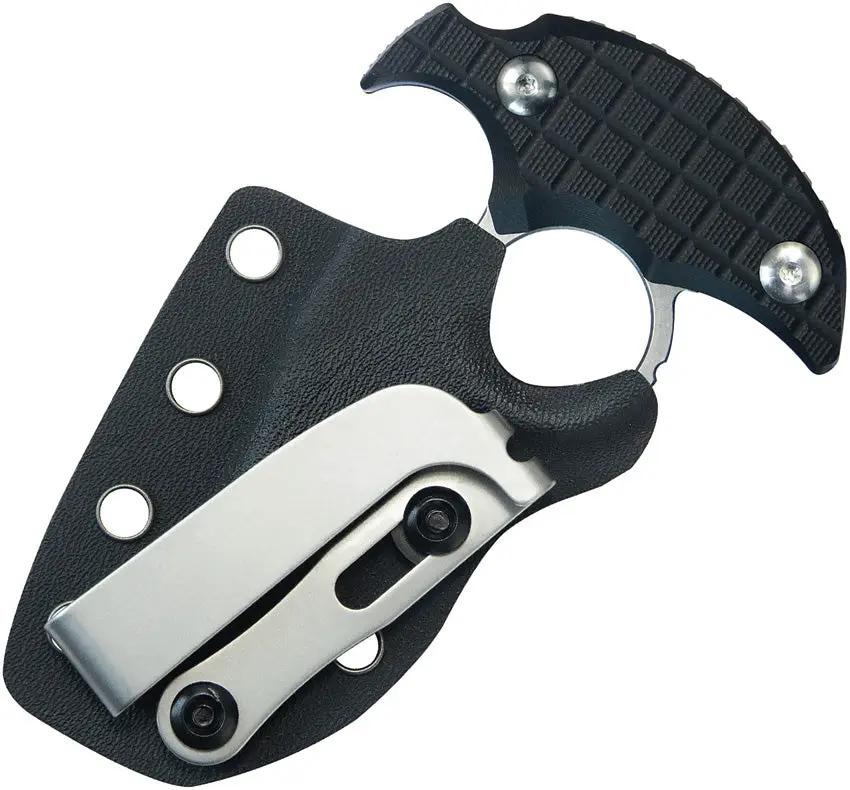 Kubey Stheno Push Dagger - Stonewash 14C28N Blade With Black G10 Handle Full Tang Finger Ring Kydex Sheath by Kubey