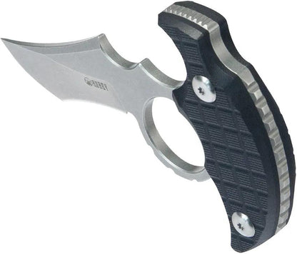 Kubey Stheno Push Dagger - Stonewash 14C28N Blade With Black G10 Handle Full Tang Finger Ring Kydex Sheath by Kubey