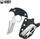 Kubey Stheno Push Dagger - Stonewash 14C28N Blade With Black G10 Handle Full Tang Finger Ring Kydex Sheath by Kubey