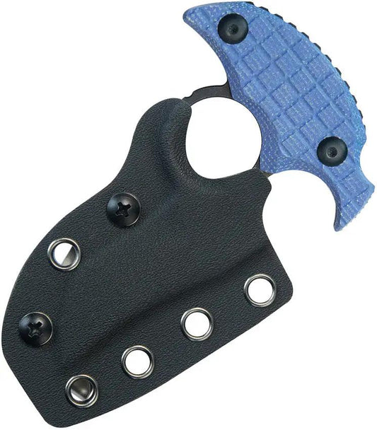 Kubey Stheno Push Dagger Blue Mic KU404C - Full Tang With Finger Ring And Blue Frag Pattern Micarta Handle by Kubey