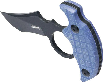 Kubey Stheno Push Dagger Blue Mic KU404C - Full Tang With Finger Ring And Blue Frag Pattern Micarta Handle by Kubey
