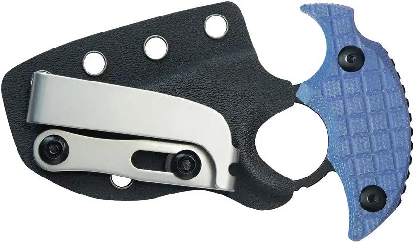 Kubey Stheno Push Dagger Blue Mic KU404C - Full Tang With Finger Ring And Blue Frag Pattern Micarta Handle by Kubey