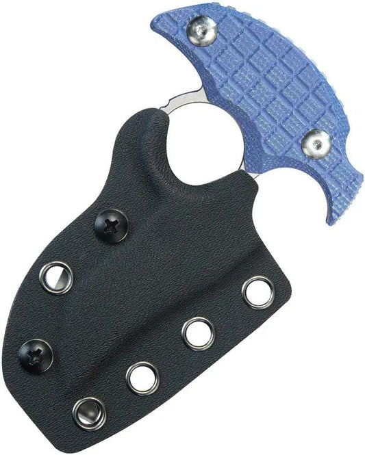 Kubey Stheno Push Dagger KU404D - Blue Micarta Handle, Full Tang, Finger Ring, Kydex Sheath by Kubey