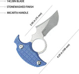 Kubey Stheno Push Dagger KU404D - Blue Micarta Handle, Full Tang, Finger Ring, Kydex Sheath by Kubey
