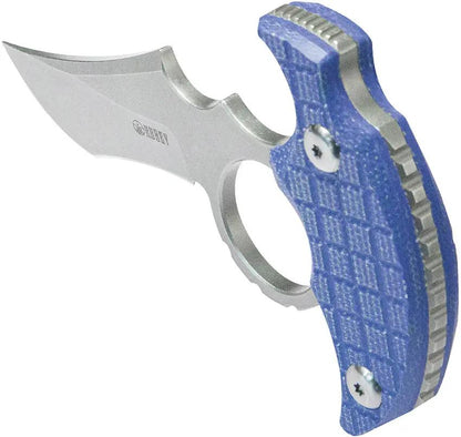 Kubey Stheno Push Dagger KU404D - Blue Micarta Handle, Full Tang, Finger Ring, Kydex Sheath by Kubey