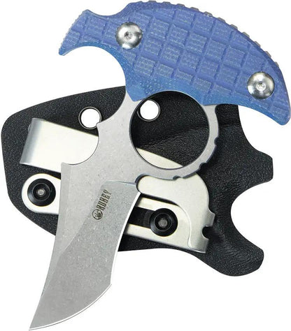 Kubey Stheno Push Dagger KU404D - Blue Micarta Handle, Full Tang, Finger Ring, Kydex Sheath by Kubey