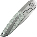Kubey Spike Framelock Twill CF KB406A - Wharncliffe Bohler M390 Blade With Gray Titanium Handle And Twill CF Inlay by Kubey