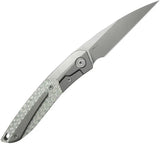 Kubey Spike Framelock Twill CF KB406A - Wharncliffe Bohler M390 Blade With Gray Titanium Handle And Twill CF Inlay by Kubey