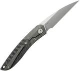 Kubey Spike Framelock Twill CF KB406B - Flame Anodized Titanium Handle With Twill Carbon Fiber Inlay by Kubey
