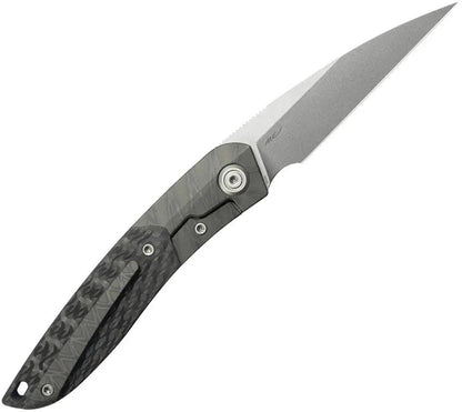 Kubey Spike Framelock Twill CF KB406B - Flame Anodized Titanium Handle With Twill Carbon Fiber Inlay by Kubey