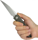 Kubey Spike Framelock Twill CF KB406B - Flame Anodized Titanium Handle With Twill Carbon Fiber Inlay by Kubey